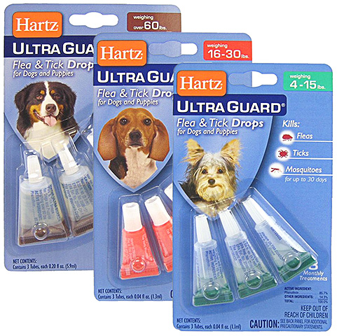 Hartz flea drops สามารถออกแบบสำหรับสุนัขและลูกสุนัขประเภทต่างๆ 