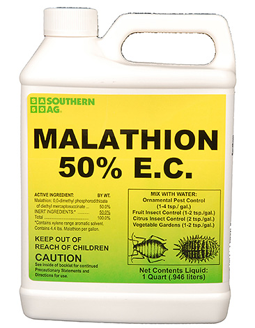 Vaak wordt Karbofos verkocht onder de naam Malathion, bijvoorbeeld in de vorm van een 50% emulsieconcentraat