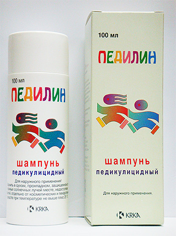 Syampu Pedilin digunakan untuk merawat kedua-dua kepala dan pakaian daripada kutu