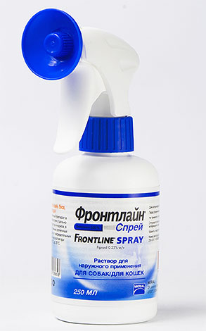 A Frontline bolha spray fipronil rovarölő szert tartalmaz