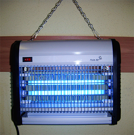 Takové deratizátory na ultrafialových lampách se často používají v obchodech a restauracích.