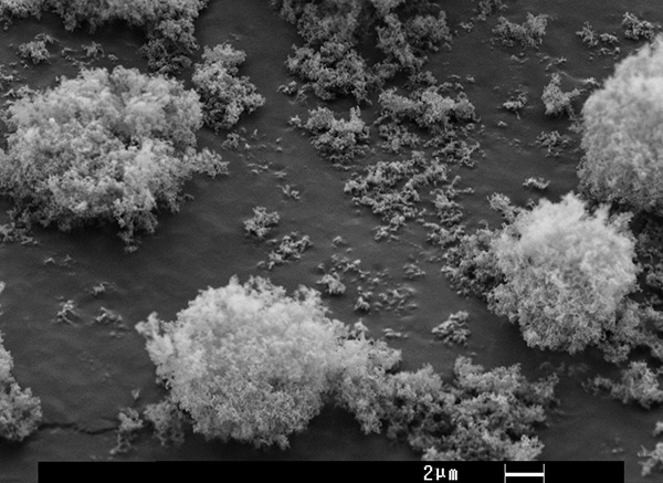 Mikroskop altında sentetik silika parçacıklarının görünümü